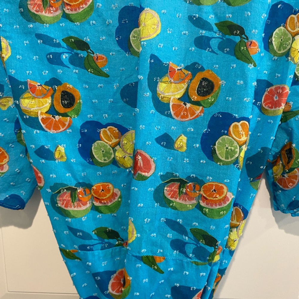 Rachel Antonoff Ruffle Abby Wrap Citrus Fruit Dress Womens Size Large - Picture 6 of 7